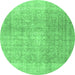 Round Persian Emerald Green Traditional Rug, tr3972emgrn