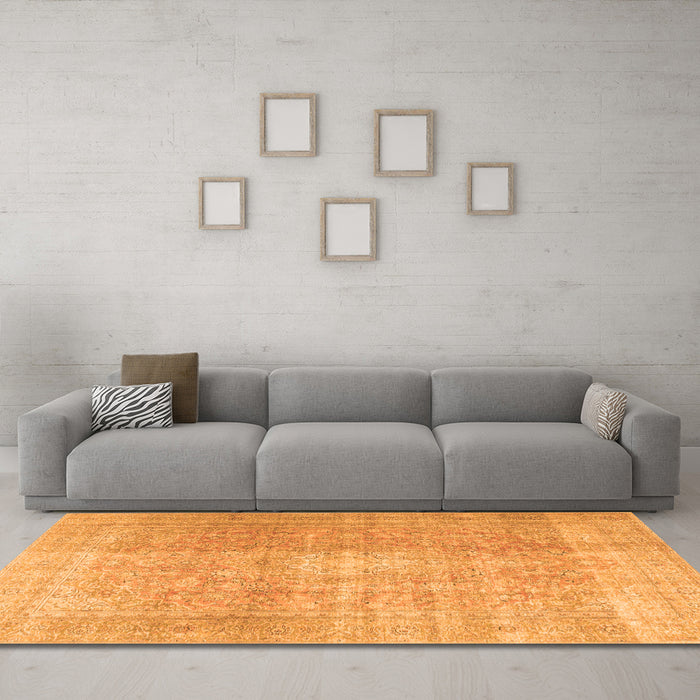 Machine Washable Persian Orange Traditional Area Rugs in a Living Room, wshtr3972org