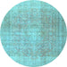 Round Persian Light Blue Traditional Rug, tr3972lblu