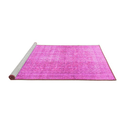 Sideview of Machine Washable Persian Pink Traditional Rug, wshtr3972pnk