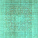 Square Persian Turquoise Traditional Rug, tr3972turq