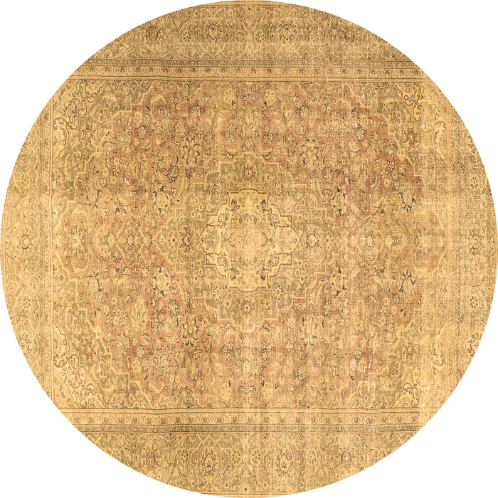 Round Machine Washable Persian Brown Traditional Rug, wshtr3972brn