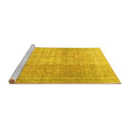 Sideview of Machine Washable Persian Yellow Traditional Rug, wshtr3972yw