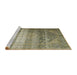 Sideview of Machine Washable Traditional Antique Bronze Green Rug, wshtr3973