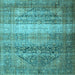 Square Machine Washable Persian Light Blue Traditional Rug, wshtr3973lblu
