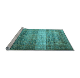 Sideview of Machine Washable Persian Light Blue Traditional Rug, wshtr3973lblu