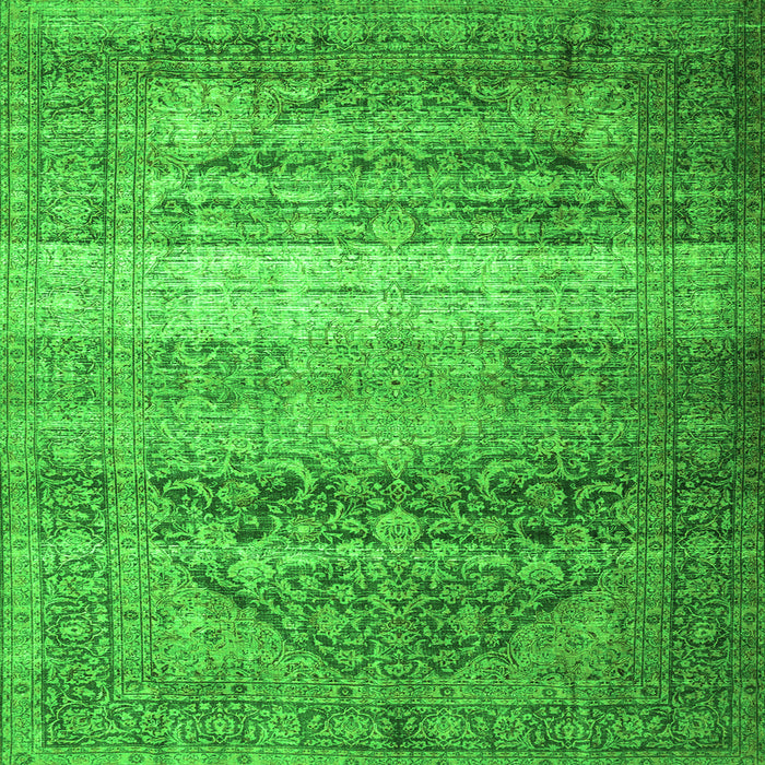 Round Machine Washable Persian Green Traditional Area Rugs, wshtr3973grn