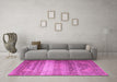 Machine Washable Persian Pink Traditional Rug in a Living Room, wshtr3973pnk