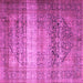 Square Machine Washable Persian Pink Traditional Rug, wshtr3973pnk