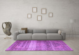 Machine Washable Persian Purple Traditional Area Rugs in a Living Room, wshtr3973pur