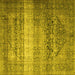 Square Machine Washable Persian Yellow Traditional Rug, wshtr3973yw