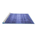 Sideview of Machine Washable Persian Blue Traditional Rug, wshtr3973blu