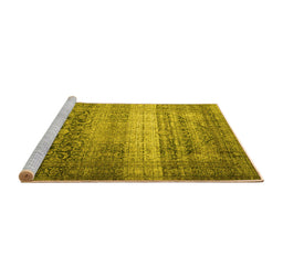 Sideview of Machine Washable Persian Yellow Traditional Rug, wshtr3973yw