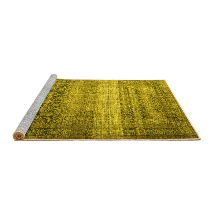 Sideview of Machine Washable Persian Yellow Traditional Rug, wshtr3973yw