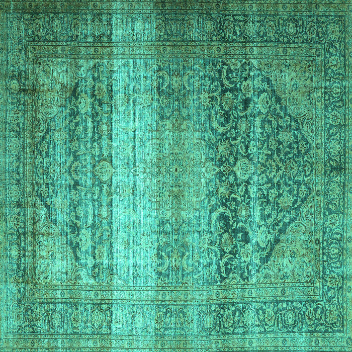 Square Machine Washable Persian Turquoise Traditional Area Rugs, wshtr3973turq