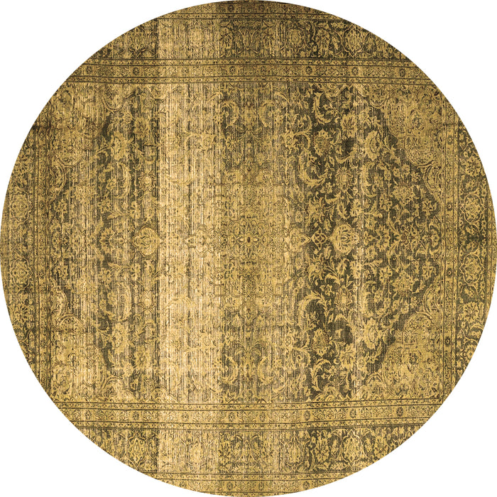 Round Persian Brown Traditional Rug, tr3973brn