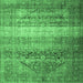 Square Machine Washable Persian Emerald Green Traditional Area Rugs, wshtr3973emgrn
