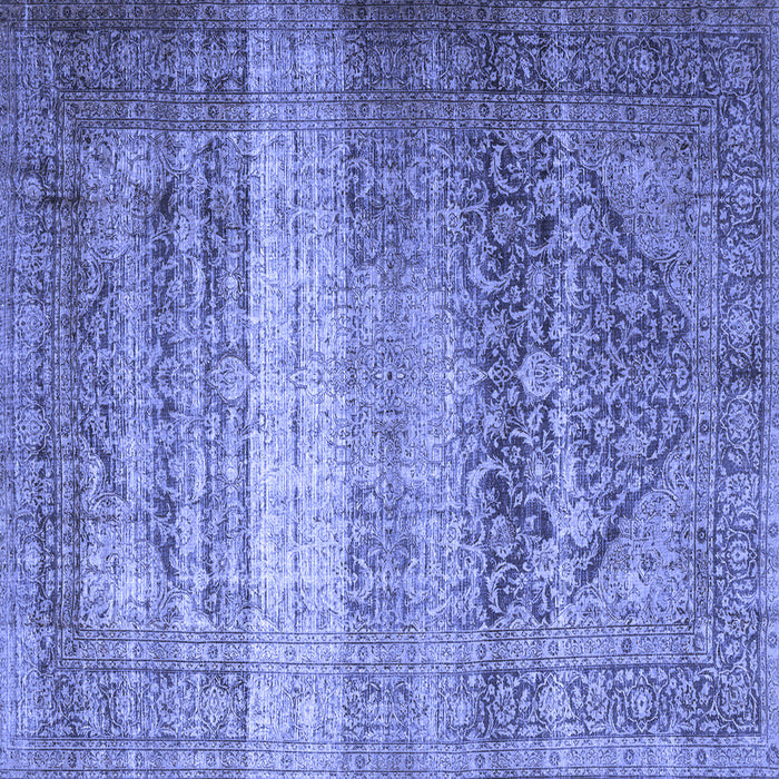 Square Machine Washable Persian Blue Traditional Rug, wshtr3973blu