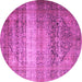 Round Machine Washable Persian Pink Traditional Rug, wshtr3973pnk