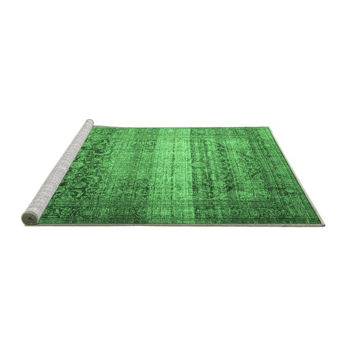 Sideview of Machine Washable Persian Emerald Green Traditional Area Rugs, wshtr3973emgrn