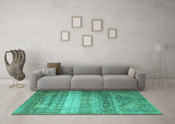 Machine Washable Persian Turquoise Traditional Area Rugs in a Living Room,, wshtr3973turq