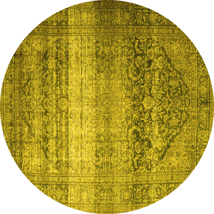 Round Persian Yellow Traditional Rug, tr3973yw