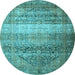 Round Persian Light Blue Traditional Rug, tr3973lblu