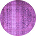 Round Machine Washable Persian Purple Traditional Area Rugs, wshtr3973pur