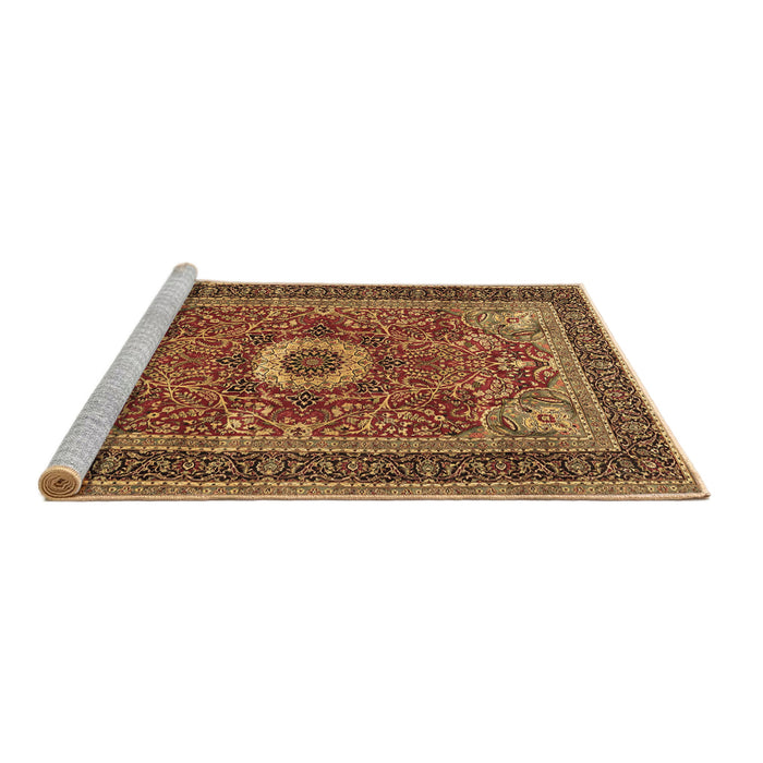 Sideview of Machine Washable Persian Brown Traditional Rug, wshtr3974brn