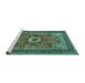 Sideview of Machine Washable Persian Turquoise Traditional Area Rugs, wshtr3974turq