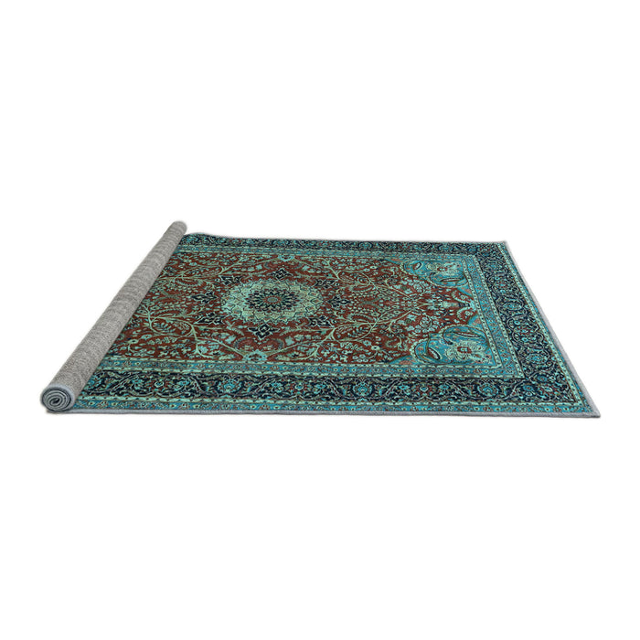 Sideview of Machine Washable Persian Light Blue Traditional Rug, wshtr3974lblu