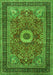 Serging Thickness of Machine Washable Persian Green Traditional Area Rugs, wshtr3974grn