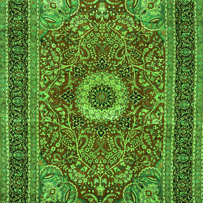 Serging Thickness of Machine Washable Persian Green Traditional Area Rugs, wshtr3974grn