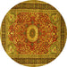 Round Machine Washable Persian Yellow Traditional Rug, wshtr3974yw