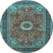 Round Persian Light Blue Traditional Rug, tr3974lblu