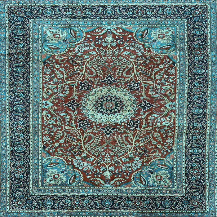 Square Machine Washable Persian Light Blue Traditional Rug, wshtr3974lblu