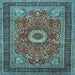 Square Machine Washable Persian Light Blue Traditional Rug, wshtr3974lblu