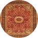 Machine Washable Persian Orange Traditional Area Rugs, wshtr3974org