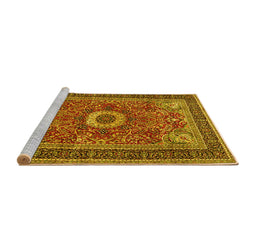 Sideview of Machine Washable Persian Yellow Traditional Rug, wshtr3974yw