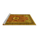 Sideview of Machine Washable Persian Yellow Traditional Rug, wshtr3974yw