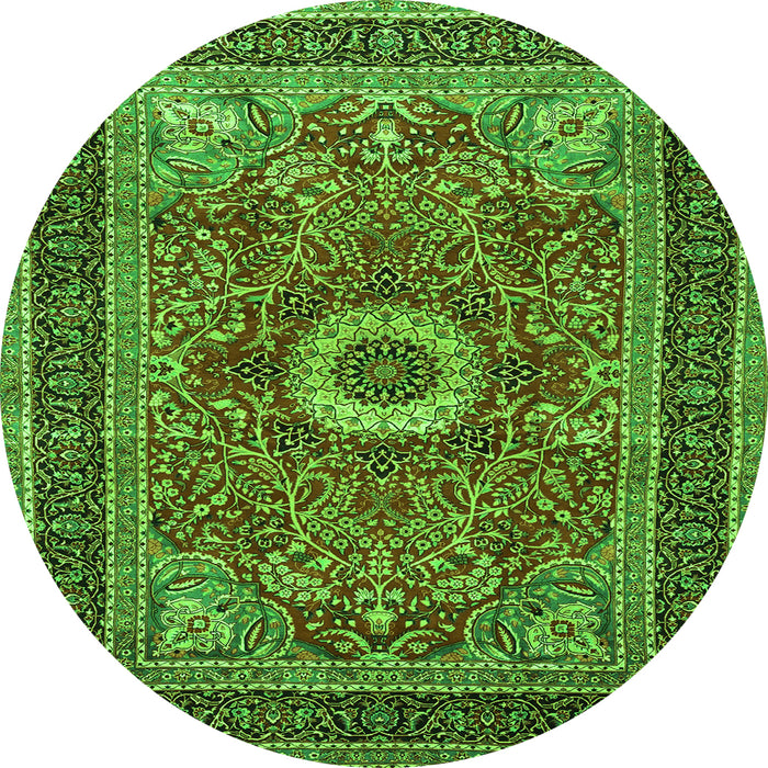 Square Persian Green Traditional Rug, tr3974grn