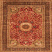 Round Machine Washable Persian Orange Traditional Area Rugs, wshtr3974org