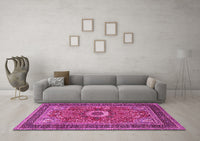 Machine Washable Persian Pink Traditional Rug, wshtr3974pnk