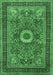 Machine Washable Persian Emerald Green Traditional Area Rugs, wshtr3974emgrn