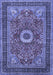 Machine Washable Persian Blue Traditional Rug, wshtr3974blu