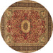 Round Persian Brown Traditional Rug, tr3974brn