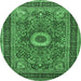 Round Persian Emerald Green Traditional Rug, tr3974emgrn