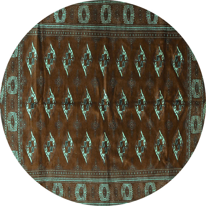 Round Persian Turquoise Traditional Rug, tr3975turq