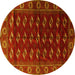 Round Persian Yellow Traditional Rug, tr3975yw
