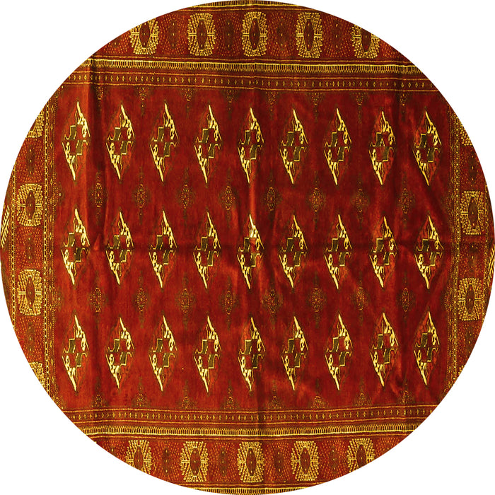 Round Machine Washable Persian Yellow Traditional Rug, wshtr3975yw